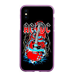 Чехол iPhone XS Max матовый ACDC гитара, цвет: 3D-фиолетовый