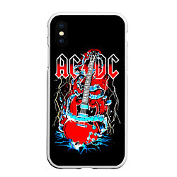 Чехол iPhone XS Max матовый ACDC гитара, цвет: 3D-белый