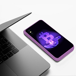 Чехол iPhone XS Max матовый BITCOIN IN HAND БИТКОИН, цвет: 3D-фиолетовый — фото 2