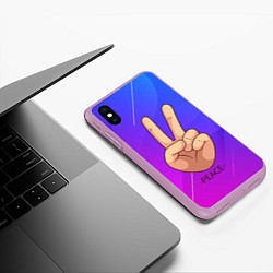 Чехол iPhone XS Max матовый ВСЕМ МИР PEACE Z, цвет: 3D-сиреневый — фото 2