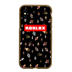 Чехол iPhone XS Max матовый ROBLOX PATTERN РОБЛОКС Z, цвет: 3D-коричневый