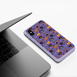 Чехол iPhone XS Max матовый Хэллоуин, цвет: 3D-светло-сиреневый — фото 2