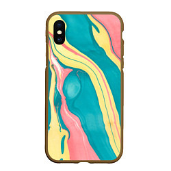 Чехол iPhone XS Max матовый Красочный развод, цвет: 3D-коричневый