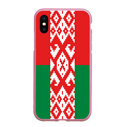 Чехол iPhone XS Max матовый Белоруссия, цвет: 3D-розовый