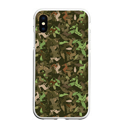 Чехол iPhone XS Max матовый Лоси в дубовом лесу, цвет: 3D-белый