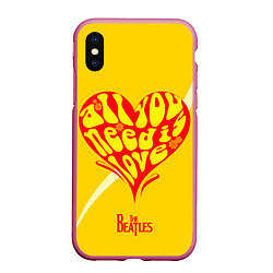 Чехол iPhone XS Max матовый All u need is love Beatles, цвет: 3D-малиновый