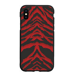 Чехол iPhone XS Max матовый Красная шкура тигра, цвет: 3D-черный