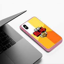 Чехол iPhone XS Max матовый БРАВЛ СТАРС КИТАЙСКИЕ Иероглифы - BRAWL STARS, цвет: 3D-малиновый — фото 2