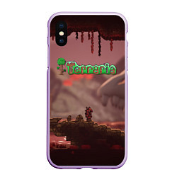 Чехол iPhone XS Max матовый Terraria Тэррария, цвет: 3D-сиреневый