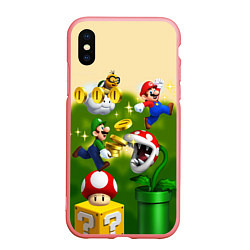 Чехол iPhone XS Max матовый Mario Coins, цвет: 3D-баблгам