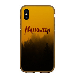 Чехол iPhone XS Max матовый НОЧНОЙ ЛЕС В ХЕЛЛОУИН FOREST HALLOWEEN BATS