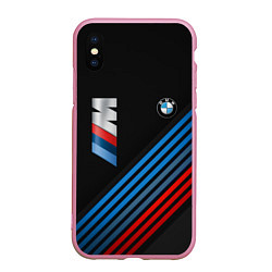 Чехол iPhone XS Max матовый BMW STRIPE, цвет: 3D-розовый