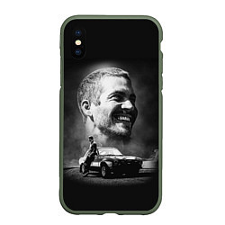 Чехол iPhone XS Max матовый Paul Walker, цвет: 3D-темно-зеленый