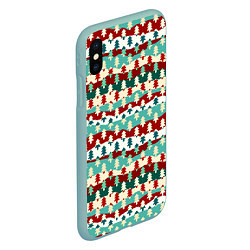 Чехол iPhone XS Max матовый Ёлочки новогодний дизайн, цвет: 3D-мятный — фото 2