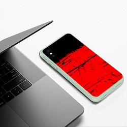 Чехол iPhone XS Max матовый КРАСНЫЙ ГРАНЖ RED GRUNGE, цвет: 3D-салатовый — фото 2