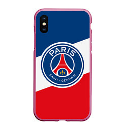 Чехол iPhone XS Max матовый Paris Saint-Germain FC, цвет: 3D-малиновый