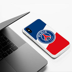 Чехол iPhone XS Max матовый Paris Saint-Germain FC, цвет: 3D-белый — фото 2