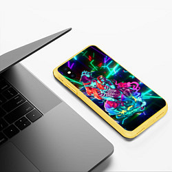 Чехол iPhone XS Max матовый Неоновая ведьма с волком, цвет: 3D-желтый — фото 2