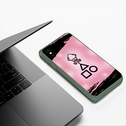 Чехол iPhone XS Max матовый МИЛЫЙ КАЛЬМАР ТРЕУГОЛЬНИК КВАДРАТ КРУГ, цвет: 3D-темно-зеленый — фото 2
