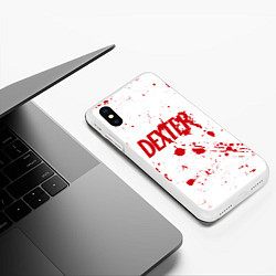Чехол iPhone XS Max матовый Dexter logo Декстер брызги крови, цвет: 3D-белый — фото 2