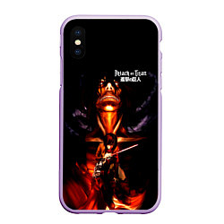 Чехол iPhone XS Max матовый Леви и Титан - Атака на титанов, цвет: 3D-сиреневый
