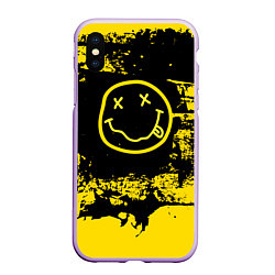 Чехол iPhone XS Max матовый Нирвана Гранж Nirvana Smile, цвет: 3D-сиреневый