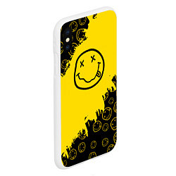 Чехол iPhone XS Max матовый Nirvana Smile Нирвана Рваный Паттерн, цвет: 3D-белый — фото 2