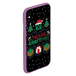 Чехол iPhone XS Max матовый MINECRAFT CHRISTMAS, цвет: 3D-фиолетовый — фото 2