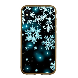 Чехол iPhone XS Max матовый Космические снежинки, цвет: 3D-коричневый