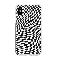 Чехол iPhone XS Max матовый Черно-белая клетка Black and white squares, цвет: 3D-белый