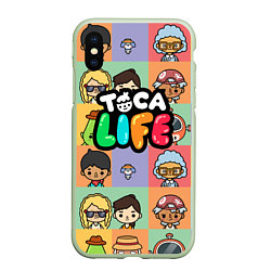 Чехол iPhone XS Max матовый Toca Life: Faces, цвет: 3D-салатовый