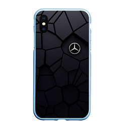 Чехол iPhone XS Max матовый Мерседес 3D плиты, цвет: 3D-голубой