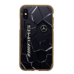 Чехол iPhone XS Max матовый Mercedes AMG 3D плиты, цвет: 3D-коричневый