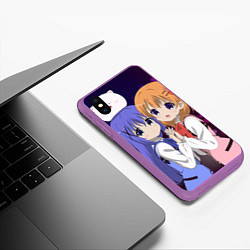 Чехол iPhone XS Max матовый Gochuumon wa Usagi Desu ka? Cocoa, Chino & Tippi, цвет: 3D-фиолетовый — фото 2