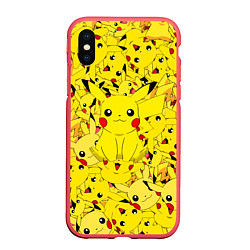 Чехол iPhone XS Max матовый ПИКАЧУ ПОКЕМОН PIKA PIKA, цвет: 3D-красный