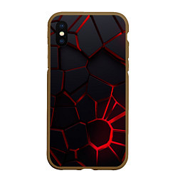 Чехол iPhone XS Max матовый Адские 3D плиты 3Д геометрия плиты, цвет: 3D-коричневый