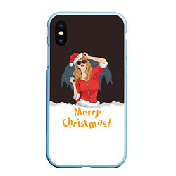 Чехол iPhone XS Max матовый Снегурка Merry Christmas, цвет: 3D-голубой
