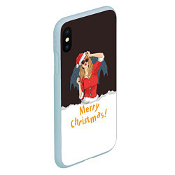 Чехол iPhone XS Max матовый Снегурка Merry Christmas, цвет: 3D-голубой — фото 2