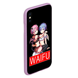 Чехол iPhone XS Max матовый Рем и рам вайфу Re zero ahegao, цвет: 3D-сиреневый — фото 2