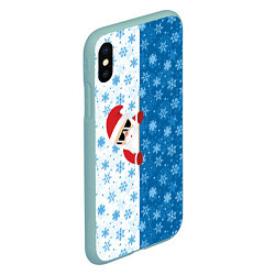 Чехол iPhone XS Max матовый С Новым Годом дед мороз, цвет: 3D-мятный — фото 2