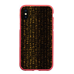 Чехол iPhone XS Max матовый ЕГИПЕТСКИЕ ИЕРОГЛИФЫ ЗОЛОТОМ, цвет: 3D-красный