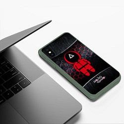 Чехол iPhone XS Max матовый Игра в кальмара 3D Black Red, цвет: 3D-темно-зеленый — фото 2
