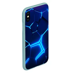 Чехол iPhone XS Max матовый 3D ПЛИТЫ NEON STEEL НЕОНОВЫЕ ПЛИТЫ, цвет: 3D-мятный — фото 2