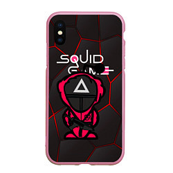 Чехол iPhone XS Max матовый Squid game BLACK, цвет: 3D-розовый