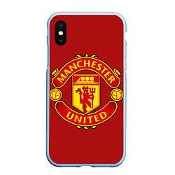 Чехол iPhone XS Max матовый Manchester United F C, цвет: 3D-голубой