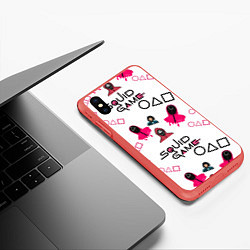 Чехол iPhone XS Max матовый Игра в кальмара злодеи, цвет: 3D-красный — фото 2