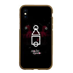 Чехол iPhone XS Max матовый ИГРА В КАЛЬМАРА СИМВОЛЫ SQUID GAME, цвет: 3D-коричневый