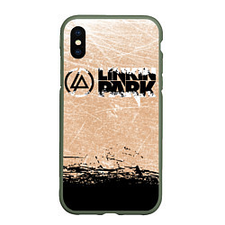 Чехол iPhone XS Max матовый Linkin Park Рок Группа Линкин Парк, цвет: 3D-темно-зеленый