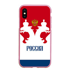 Чехол iPhone XS Max матовый Russia Team, цвет: 3D-розовый