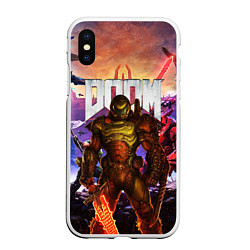 Чехол iPhone XS Max матовый DOOM ETERNAL ДУМ БИТВА В АДУ, цвет: 3D-белый